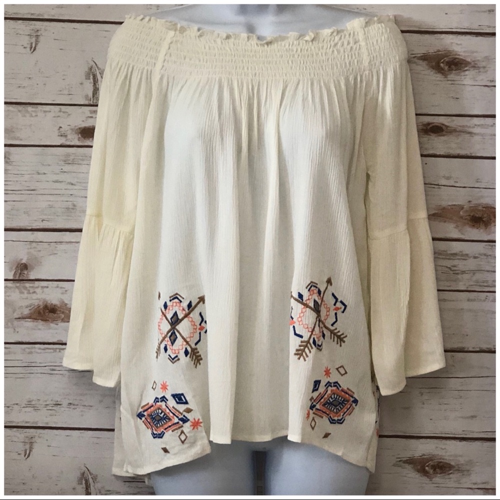 Off Shoulder Embroidered Top